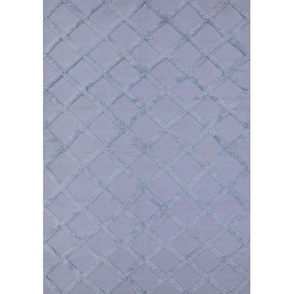 Ahgly Company Machine Washable Indoor Rectangle Industrial Modern Light Purple Blue Area Rugs, 5' x 7'