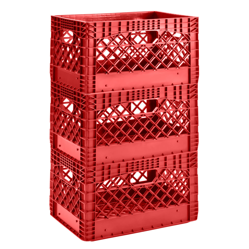 Muscle Rack 24 Quart 3 Pack Red Heavy Duty Rectangular Stackable Dairy