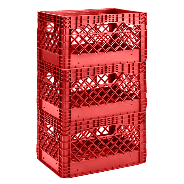 Muscle Rack 24 Quart 3 Pack Red Heavy Duty Rectangular Stackable Dairy