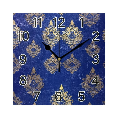 Ryvnso Ethnic Pattern Wall Clock Square Silent Non-Ticking Battery Operated 7.78