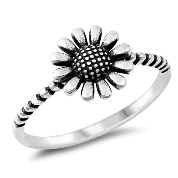 Oxidized Flower Rope Ring .925 Sterling Silver Band Jewelry Female Male Unisex Size 8