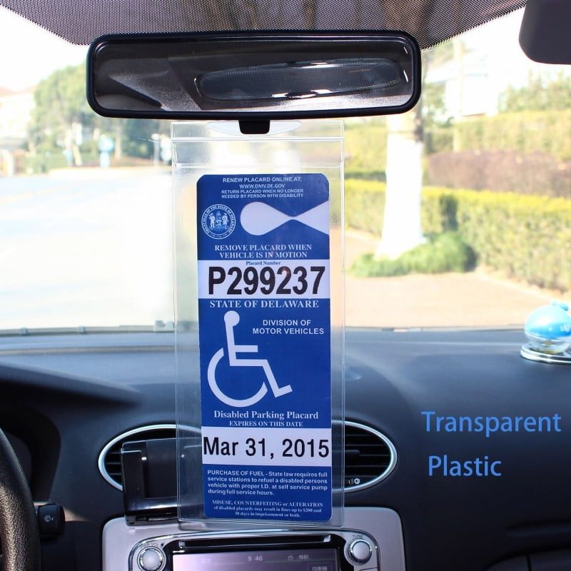 2PCS JANDEL Set of 2 Handicap Placard Protector with Hanger, Permit HolderDisabled Parking