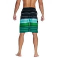 thumbnail image 3 of Nonwe Men's Beachwear Quick Dry Holiday Drawstring Striped Board Shorts Green 34, 3 of 6