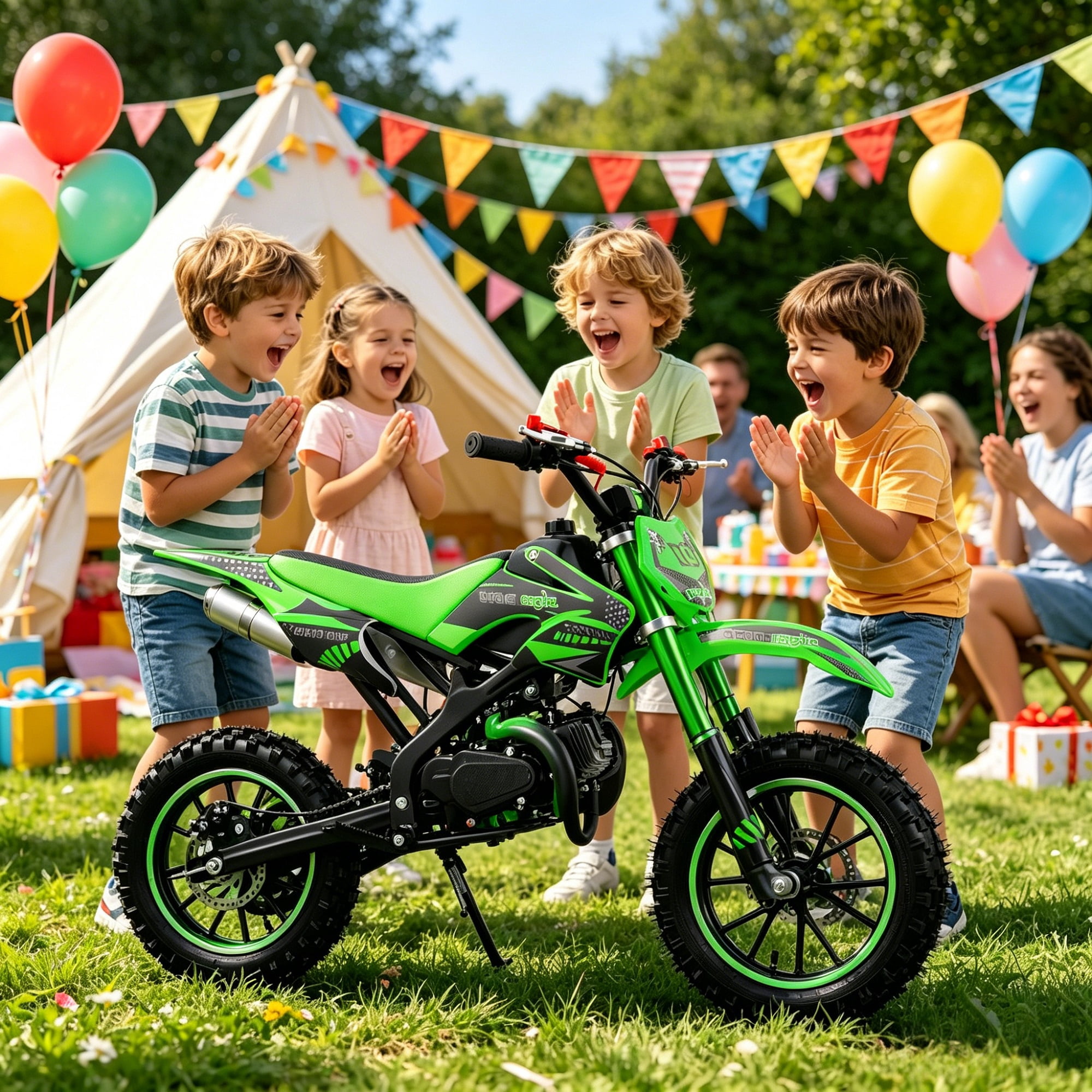 Gpower Gasoline 49cc Dirt Bike for Kids 13-17,2-Stroke Gas Power Mini Dirt Bike,Green