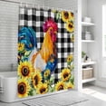 thumbnail image 6 of Farmhouse Rooster Shower Curtain, Waterproof Shower Curtains for Bathroom, Black Plaid Botanical Sunflower Floral Washable Fabric Bathtub Curtain Set Bath Decor with 12 Hooks Long 72"x84", 6 of 8