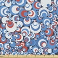 thumbnail image 1 of Geometric Sofa Upholstery Fabric by the Yard, Retro Style Image of Repetitive Abstract Circles Art Print, Decorative Fabric for DIY and Home Accents, Blue Vermilion by Ambesonne, 1 of 5