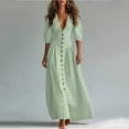 thumbnail image 3 of YuXingFu Sundresses for Women Maxi Short Sleeve Plus Size Womens Dress V-Neck for Wedding Long Casual Summer Green XL, 3 of 8