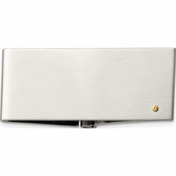 Stainless Steel Brushed Yellow Ip-Plated Screw Hinged Money Clip (53 X 22) Made In China -Jewelry By Sweet Pea