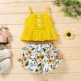 thumbnail image 4 of Douhoow 2Pcs Kids Girls Outfits Solid Color Sleeveless Spaghetti Strap Tops+ Floral Print Shorts, 4 of 9