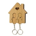 thumbnail image 2 of Pgyong Wooden Keychain Home Wall Hanging Creatives Couple Key Rack, 2 of 4