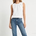 thumbnail image 4 of GUACER Women's Pleated Crew Neck Tank Top Loose Fit Sleeveless Blouses Summer Casual Flowy Camisole, 4 of 7