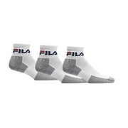 Fila Unisex 3-Pack Super Performance Drymax Quarter Length Sock 1/4 Crew Tennis White, Medium
