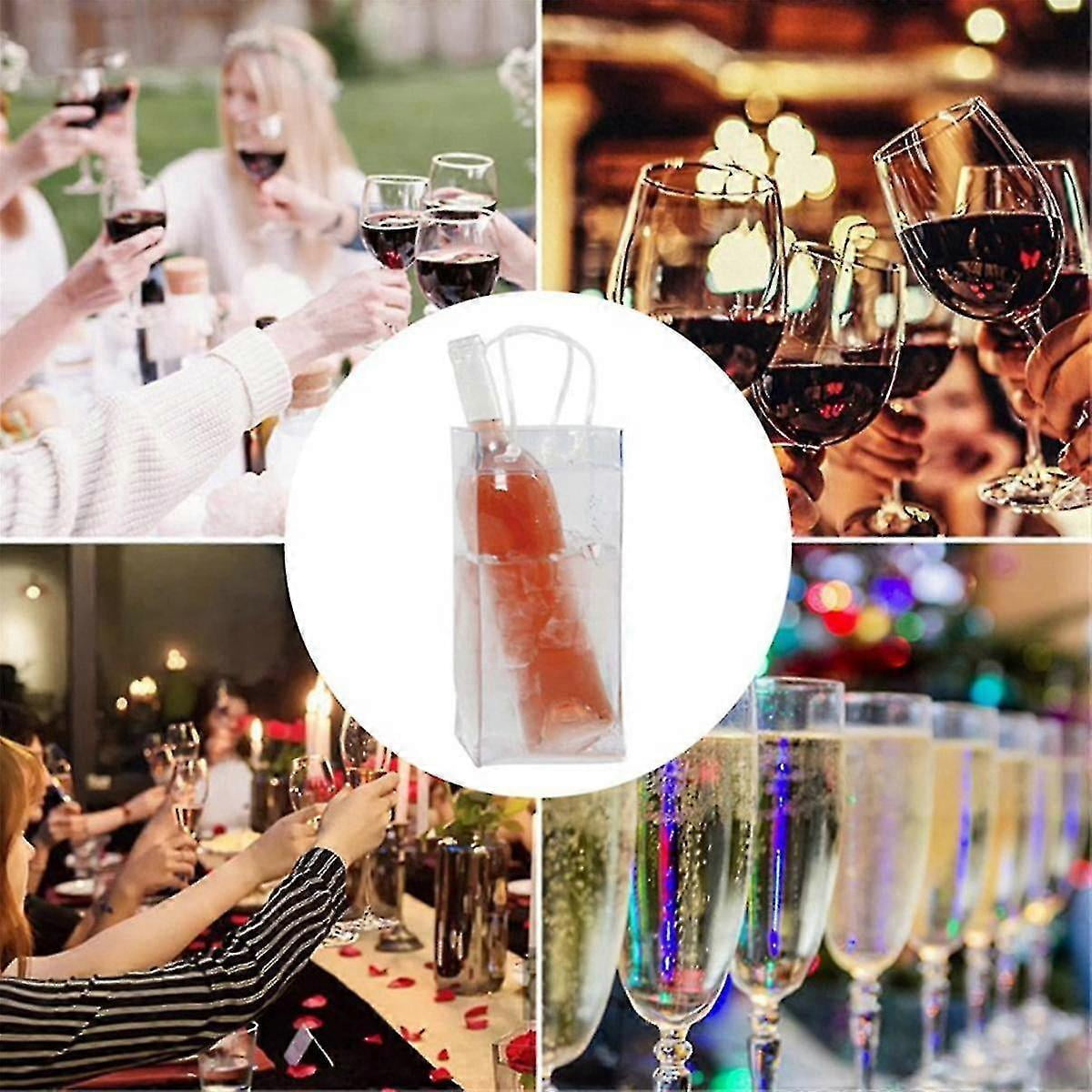 Franmara Clear Plastic Ice Bag Collapsible Champagne Cooler - 9.62x6x5.5 Inches, Sturdy Handles