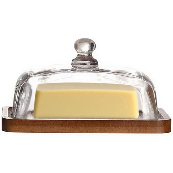 bililiart Glass Butter Dish with Lid, Airtight Cover for Fresh, Clear Butter Container for Refrigerator Countertop