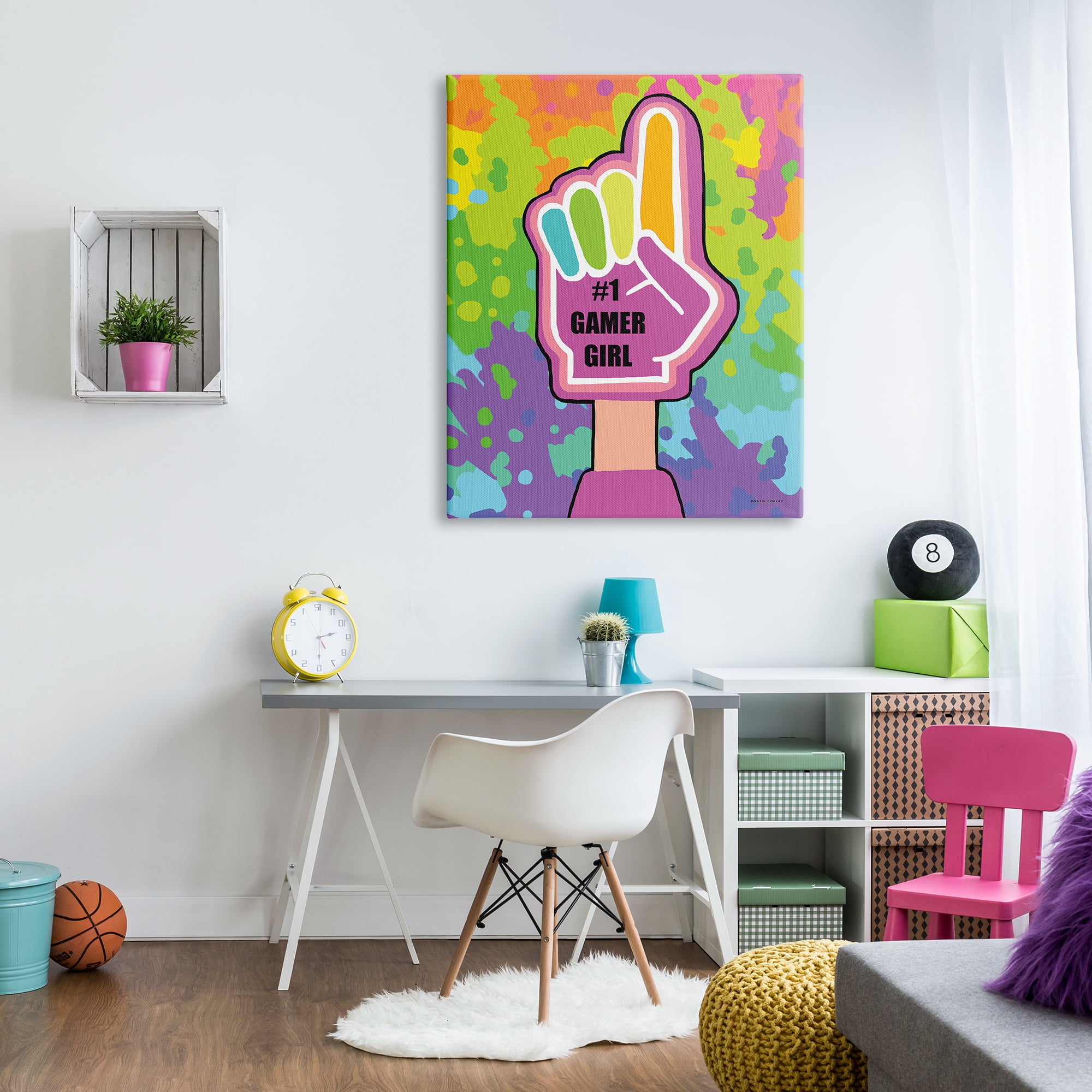 Stupell Industries Number 1 Gamer Girl Typography Painting Gallery Wrapped Canvas Print Wall Art, 36 x 48