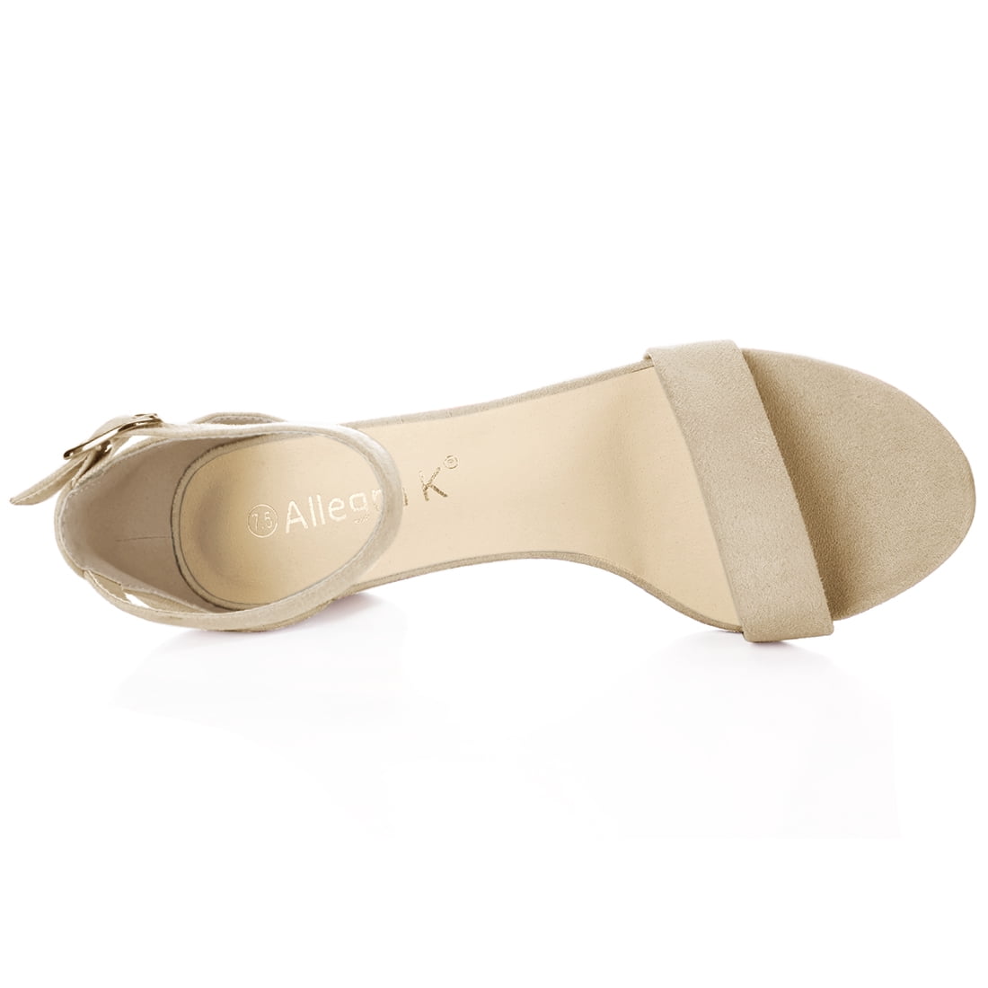 DARING DIVA Women's Open Toe Block Heel Ankle Strap Sandals Beige 6