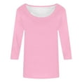 thumbnail image 4 of ERkkoi 3/4 Length Sleeve Womens Tops Casual Loose Fit Crewneck T Shirts Cute Solid Three Quarter Length Tunic Tops Pink XL, 4 of 5