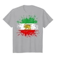 thumbnail image 5 of GEWSEY Women's Lion Sword Sun Iran Flag Crew Neck Short Sleeve Cotton T-Shirt (Light Gray, S), 5 of 6
