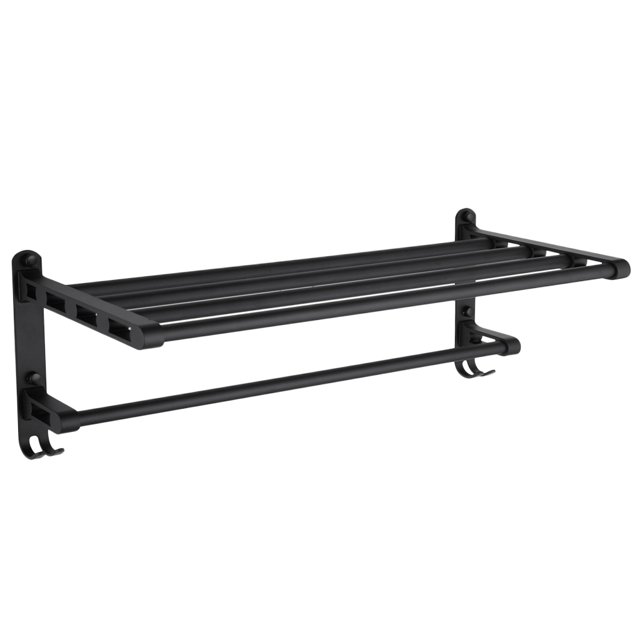 Estante De La Toalla Del Cuarto De Baño Del Aluminiol Del Espacio Montado En Rack De La Toalla De Cocina Con Ganchos Cepillados Estante Barras de black_4 Sunnimix Toallero de baño