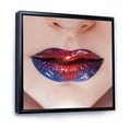 thumbnail image 3 of Designart 'Beautiful Women Lips With Red and Blue Lipstick' Modern Framed Canvas Wall Art Print, 3 of 5