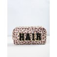 thumbnail image 1 of Bolsa de lavado con estampado de leopardo, bolsa de cosméticos de algodón, bolsa de almacenamiento acolchada con flores de gran capacidad, bolsa de viaje portátil de gran apariencia, 1 of 6