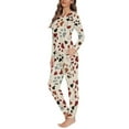 thumbnail image 2 of Renewold Pajamas for Women Set Off-White Paws Printed Shirts Long Sleeve Crew Neck Loungewear Fall Winter Casual Sleepwear Size 5XL, 2 of 5