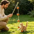 thumbnail image 4 of Natural Wood Cat Wand Toy with Fruit Plush Charms and Bell, Interactive Teaser Stick for Indoor Cats, Lightweight Durable Fishing Pole Toy for Kittens(Orange), 4 of 4