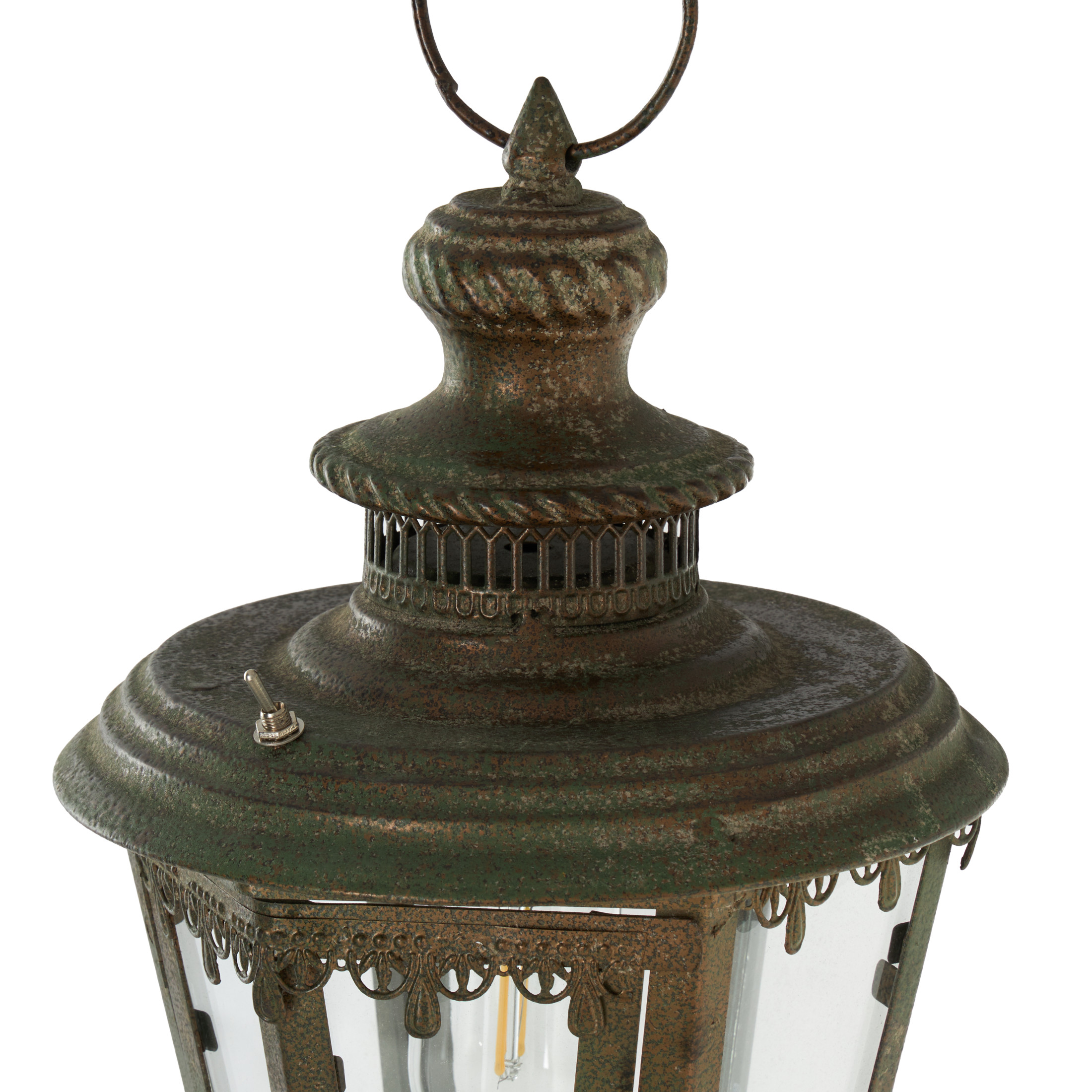 DecMode 16" Lighthouse Style Decorative Floral Brown Accent Lamp with Clear Glass Shade