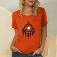 thumbnail image 2 of Dadaria Chemise Orange pour Femmes Hauts Manches Courtes T-Shirt Col Rond Attrape-Rêves d'Été Chandail Blouses L, 2 of 5