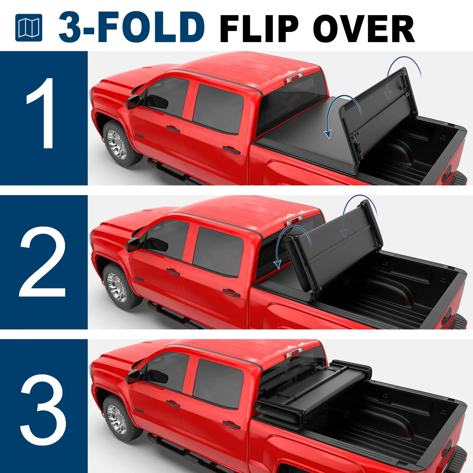 MOSTPLUS 3-Fold 6FT 72Inch Soft Truck Tonneau Cover for 2004-2014 Chevy Colorado GMC Canyon Truck Bed