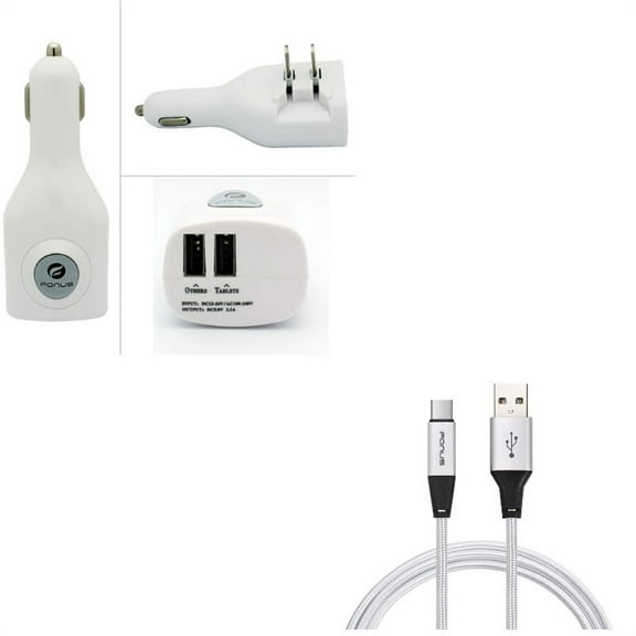 Type-C 6ft USB Cable w 2-Port USB Car Home Charger R8G for OnePlus 5T, 6T, 6, 7 Pro - Razer Phone 2 - RED Hydrogen One - Samsung Galaxy S9 Plus, S8  S8, S10 Plus active S10e 5G Note 9 8 A9 A50