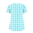 thumbnail image 6 of FRSASU Womens Tops Short Sleeve Summer Casual Pleated Leaf Sleeves Plaid Printed V-neck Shirt, 6 of 7