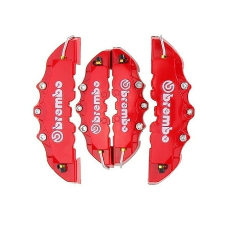 4PCS High Quality ABS Plastic Truck 3D Red Useful Car Universal Disc Brake Caliper Covers Front Rear Auto Universal Kit Decoration Modification Set for 14~18 Inch Over