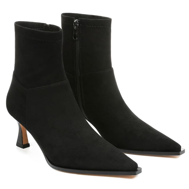 Botines Goiphrri Suede negros con tacón alto de tacón alto para mujer