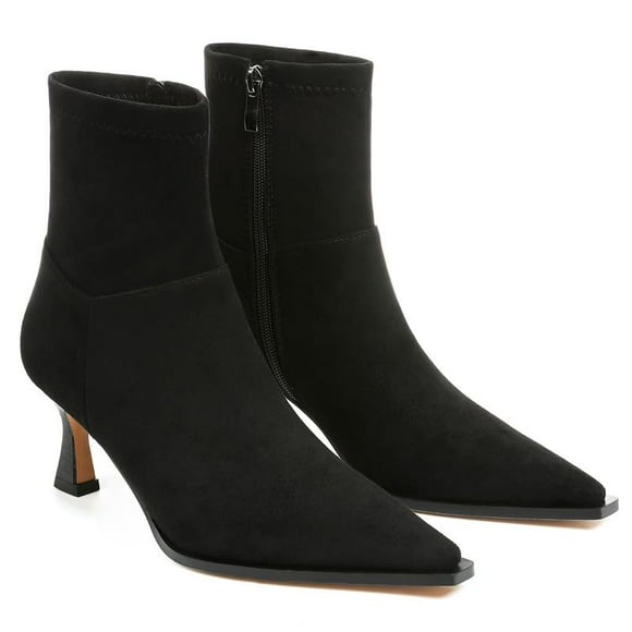 Botines Goiphrri Suede negros con tacón alto de tacón alto para mujer