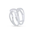 thumbnail image 6 of 1.00 CT Round Cut White Cubic Zirconia Criss Cros Guard Enhancer Ring In 14K White Gold Plated 925 Sterling Silver (Color: White, Clarity: VVS1-VVS2, 1.00 Cttw) -4, 6 of 8