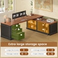 thumbnail image 4 of 70.9" Farmhouse L Shaped Computer Desk with 3 Drawers and Storage Cabinet for Home Office, Study Writing Table with Storage Shelves, 4 of 7