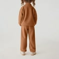 thumbnail image 3 of Cethrio Kids Girls Fall Outfit Sets, Long Sleeve 2 Piece Warm Sweatshirts and Sweatpants Sets Brown Size 1-2 T, 3 of 7