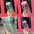 thumbnail image 2 of Plastic Water Bottle 16oz Bownot Accent Straw Included For Teenagers Travel Outdoor Water Drinking Cup, 2 of 21