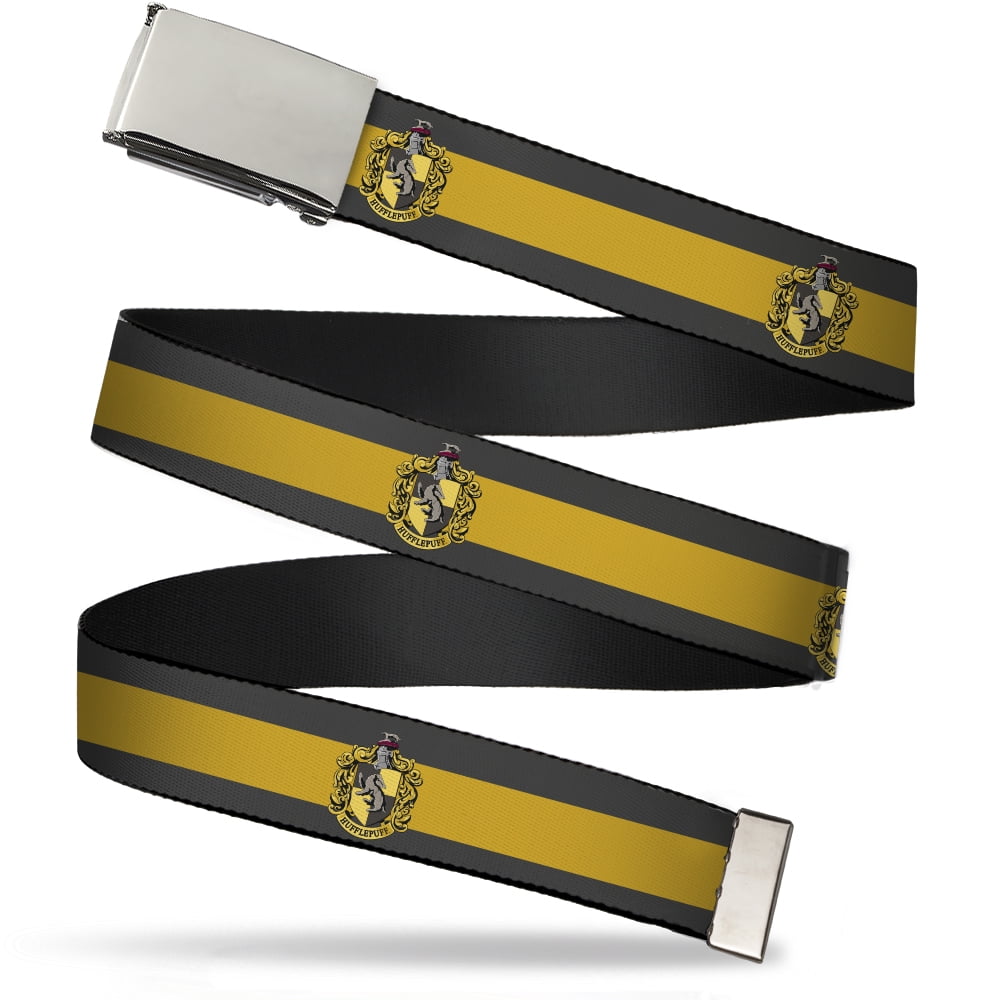 Chrome Buckle Web Belt - RAVENCLAW Crest Diagonal Stripe Gray/Blue Webbing