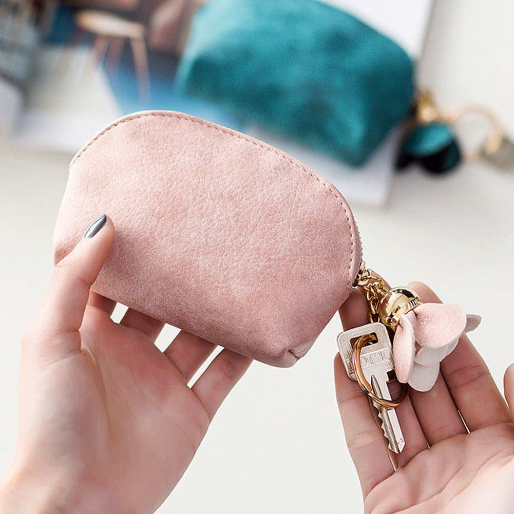 Lady Women Girls PU Leather Coin Purse Bag Change Pouch Key Card Earphone Holder 
