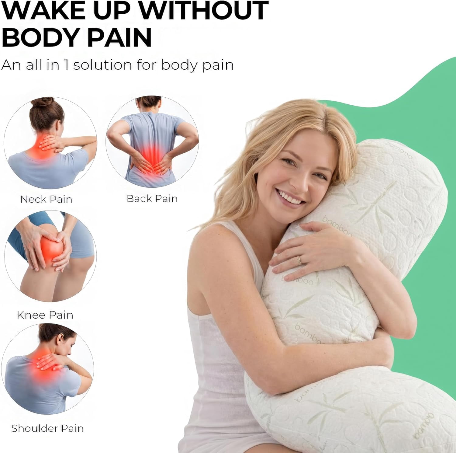 Sacred Thread 54”x8” Cylinder Long Pillow for Bed Decorative Grey Cooling Body Pillow for Side Sleeper, Soft and Supportive Full Body Pillows for Adults, Firm Body Pillow Memory Foam