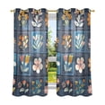 thumbnail image 2 of Flowers and Lattice Blackout Curtains 63 inch Length 2 Panels Window Decoration Curtains for Bedroom Living Room, 2 of 6