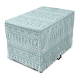 thumbnail image 1 of Ikat Dog Crate Cover, Inspired Horizontally Arranged Geometric Cold Toned Folkloric Forms, Easy to Use Pet Kennel Cover Small Dogs Puppies Kittens, 7 Sizes, Cadet Blue Seafoam and White, by Ambesonne, 1 of 1