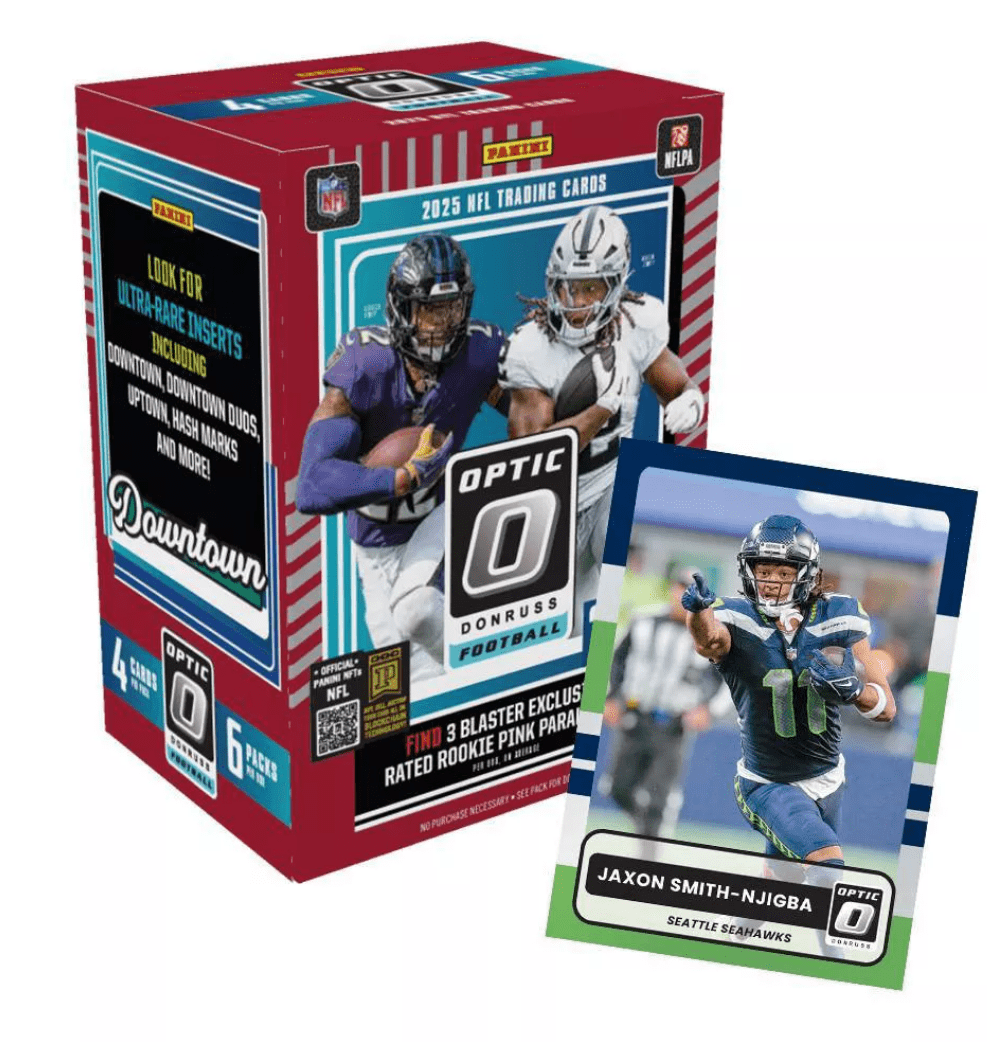 2025 Panini NFL Optic Donruss Football Trading Card Blaster Box (Pink Parallels)