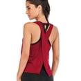 thumbnail image 5 of LELINTA Women Activewear Sexy Open Back Yoga Shirt Workout Sports Gym Tank Tops Vest, Black/ White/ Grey/ Wine Red, S-XL, 5 of 7