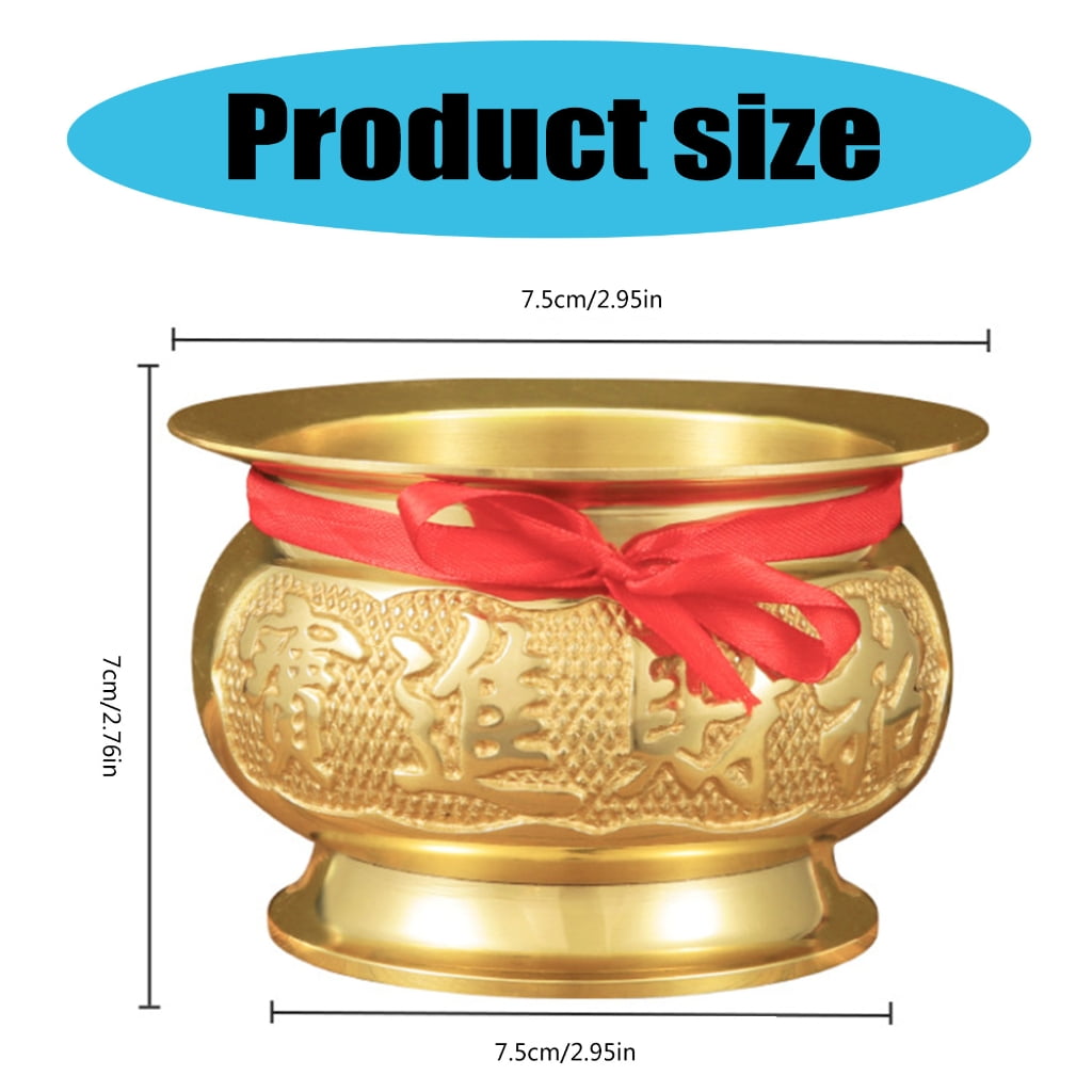 Antiqued Brass Incenses Burners Holder Offering Bowl Chinese Buddhas Censers