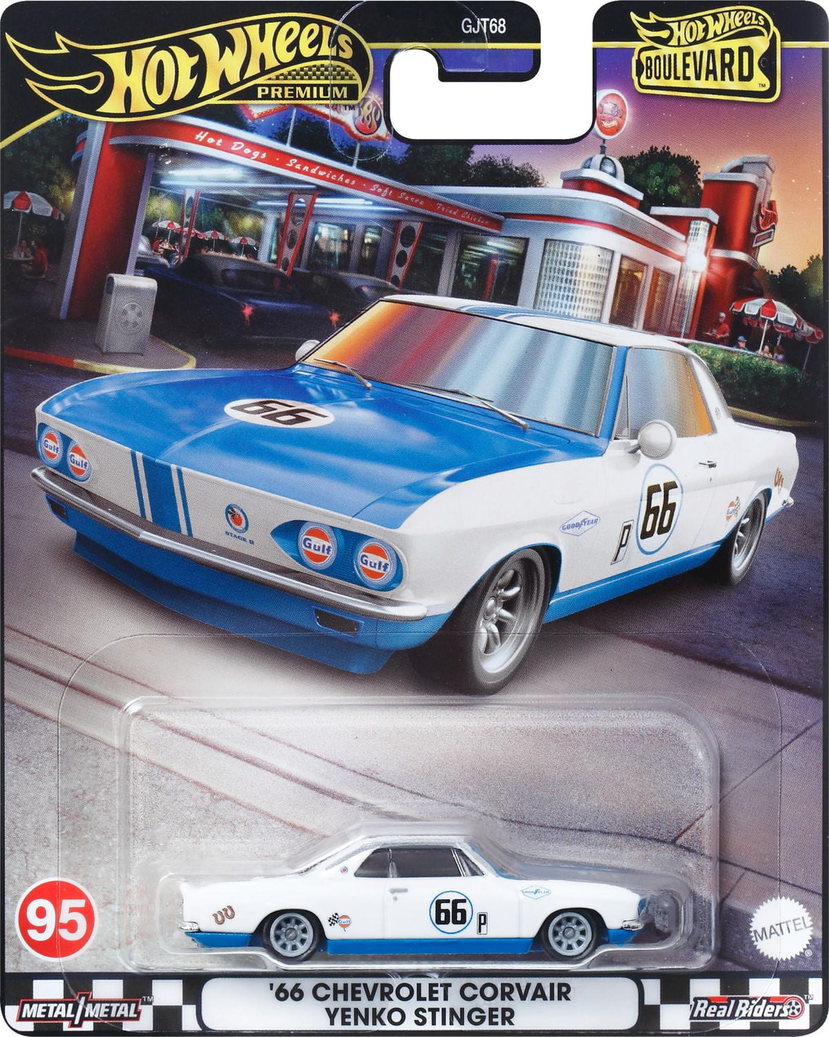 Hot Wheels RacerVerse Verse Boulevard '66 Chevrolet Corvair Yenko Stinger 1:64 Scale Die-Cast Vehicle For Kids Ages 3+ Years