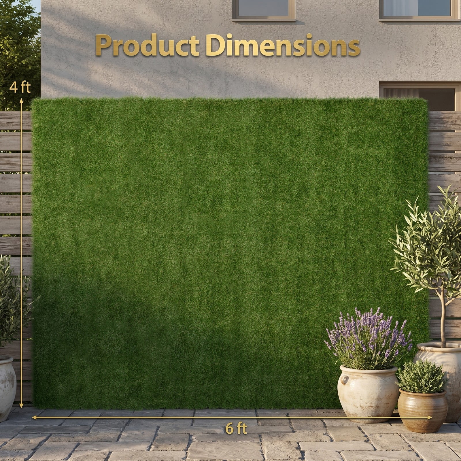 ALPULON 4 x 6 FT Artificial Grass Turf Mat, Indoor Outdoor Synthetic Turf Rug with Drainage Holes, Realistic Pet-Friendly Fake Grass Lawn Carpet for Patio, Green