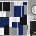 thumbnail image 2 of Modern Blue Grey Shower Curtain, Black and Blue Geometric Fabric Shower Curtains Set, Waterproof Shower Curtains for Bathroom,72 x 72 inch, 2 of 6
